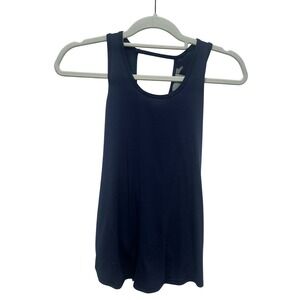 Athleta Navy Blue Open Back Knot Detail Sleeveless Tank Top XS 161342-00